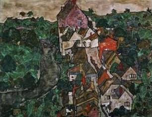 Landscape at Krumau - Egon Schiele