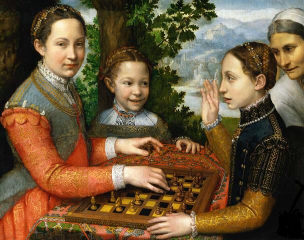 Lucia, Minerva and Europa Anguissola Playing Chess - Sofonisba Anguissola