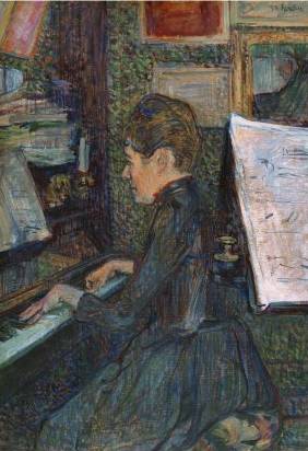 Mademoiselle Dihau at the Piano - Henri de Toulouse Lautrec