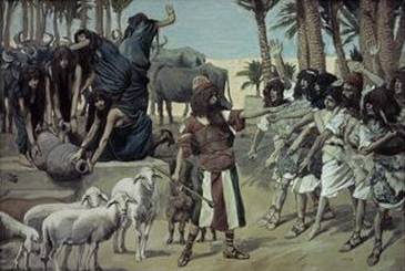 Moses Defends Jethro's Daughters - James Tissot