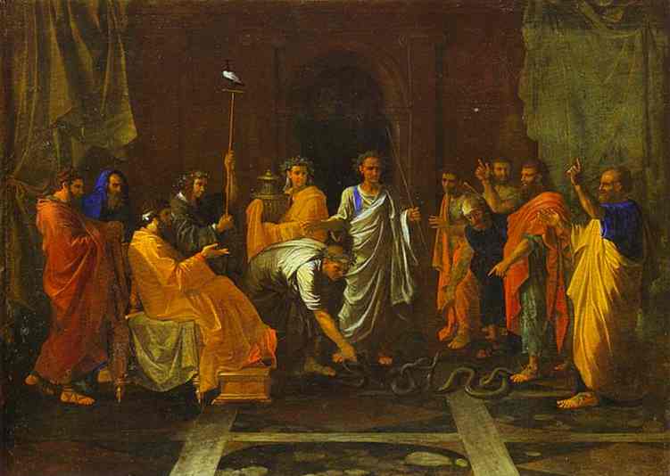 Moses Turning the Staff into a Serpent - Nicolas Poussin
