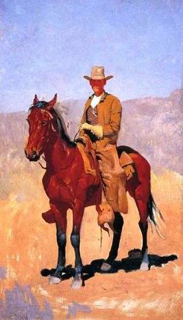 Mounted Cowboy in Chaps - Frederic Remington