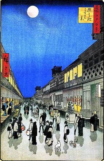 Night View of Saruwakacho - Ando Hiroshige