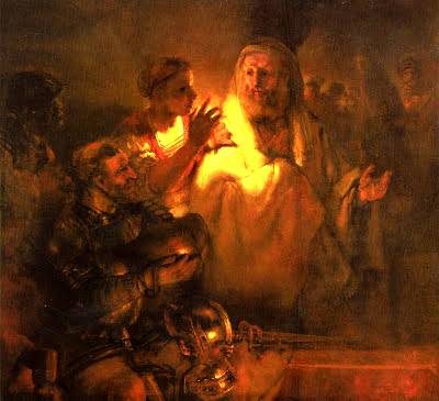 Peter Denying Christ II - Rembrandt van Rijn