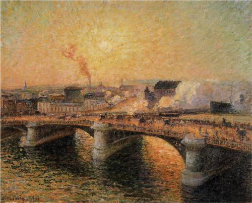 Pont Boieldieu, Rouen, Sunset - Camille Pissarro