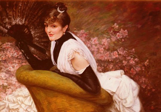 Portrait of a Woman at L'Eventail - James Tissot