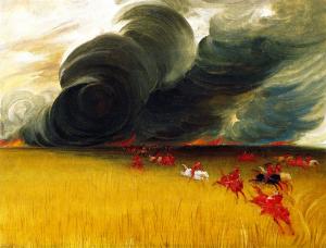 Prairie Meadows Burning - George Catlin