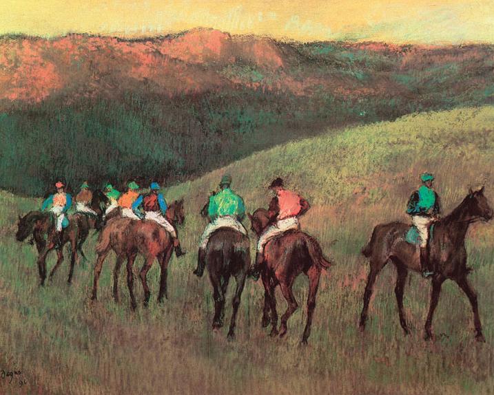 Racehorses in a Landscape - Edgar Degas