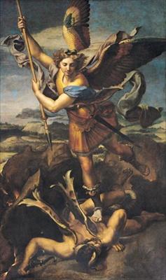St. Michael and Satan - Raffaello Raphael Sanzio