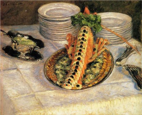 Still Life With Crayfish - Gustave Caillebotte