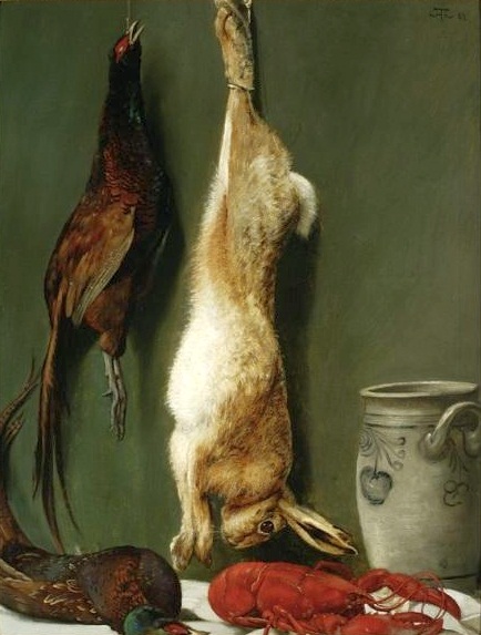 Still life with a Hare, Pheasants and a Lobster - Hans Thoma