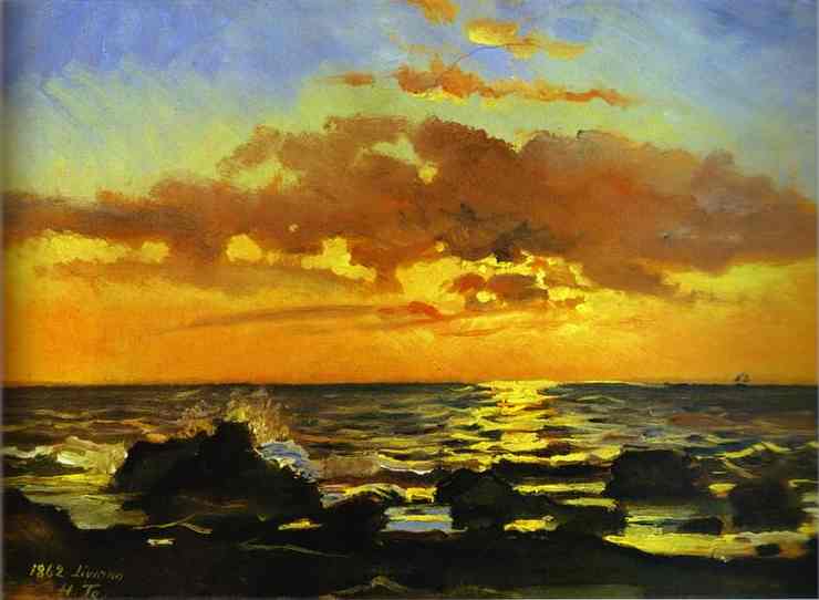 Sunset on the Sea at Livorno - Nikolay Gay