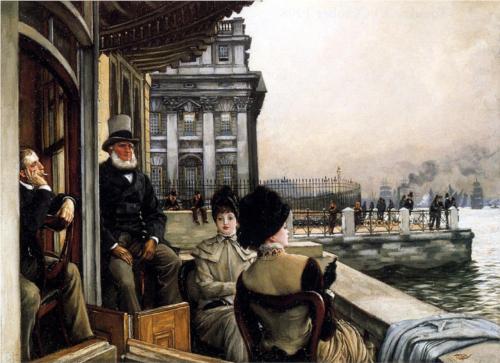 Terrace of the Trafalgar Tavern, Greenwich, London - James Tissot