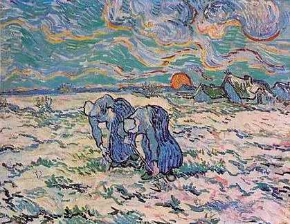 Two Peasant Women Digging - Vincent van Gogh