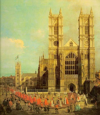 Westminster Abbey with a Procession of the Knights of Bath - Canaletto