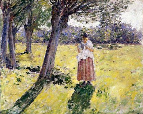 Woman Sewing, Giveny - Theodore Robinson