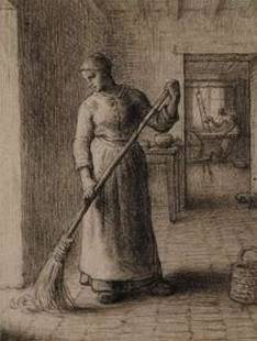Woman Sweeping Her Home - Jean Francois Millet