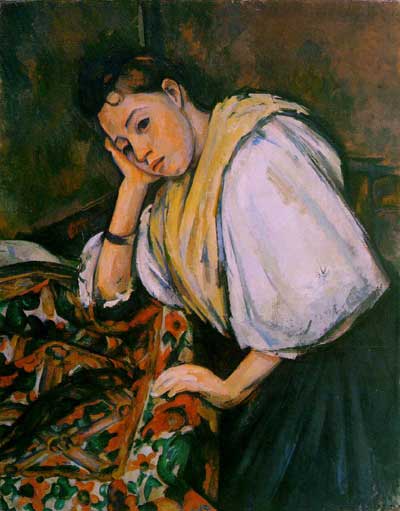 Young Italian Girl Resting on Her Elbow - Paul Cezanne