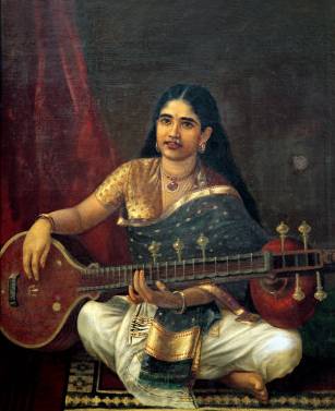 Young Woman with a Veena - Raja Ravi Varma